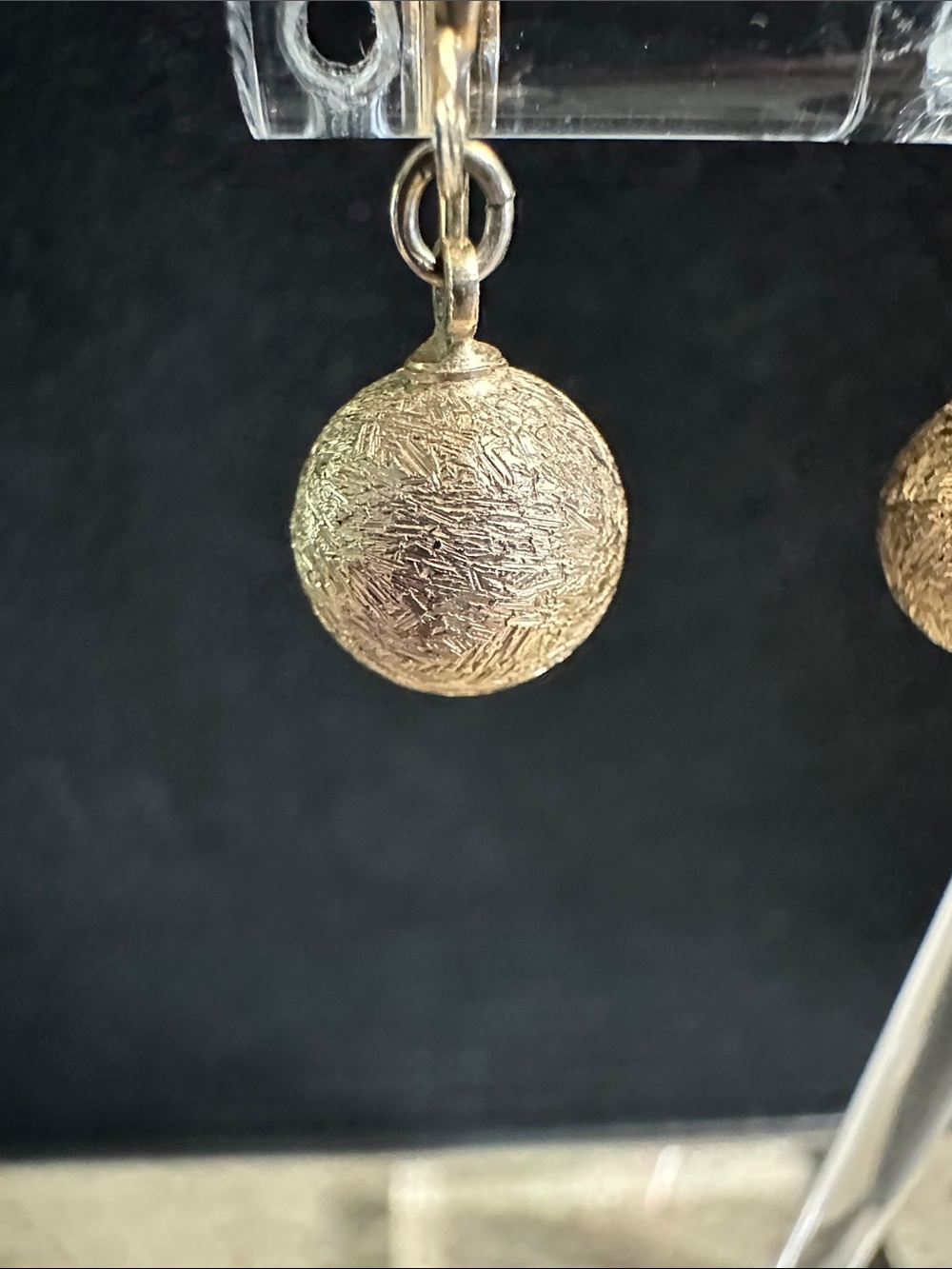 Vintage Trifari Gold Tone Textured Ball Drop Clip-On Earrings - Picture 5 of 6